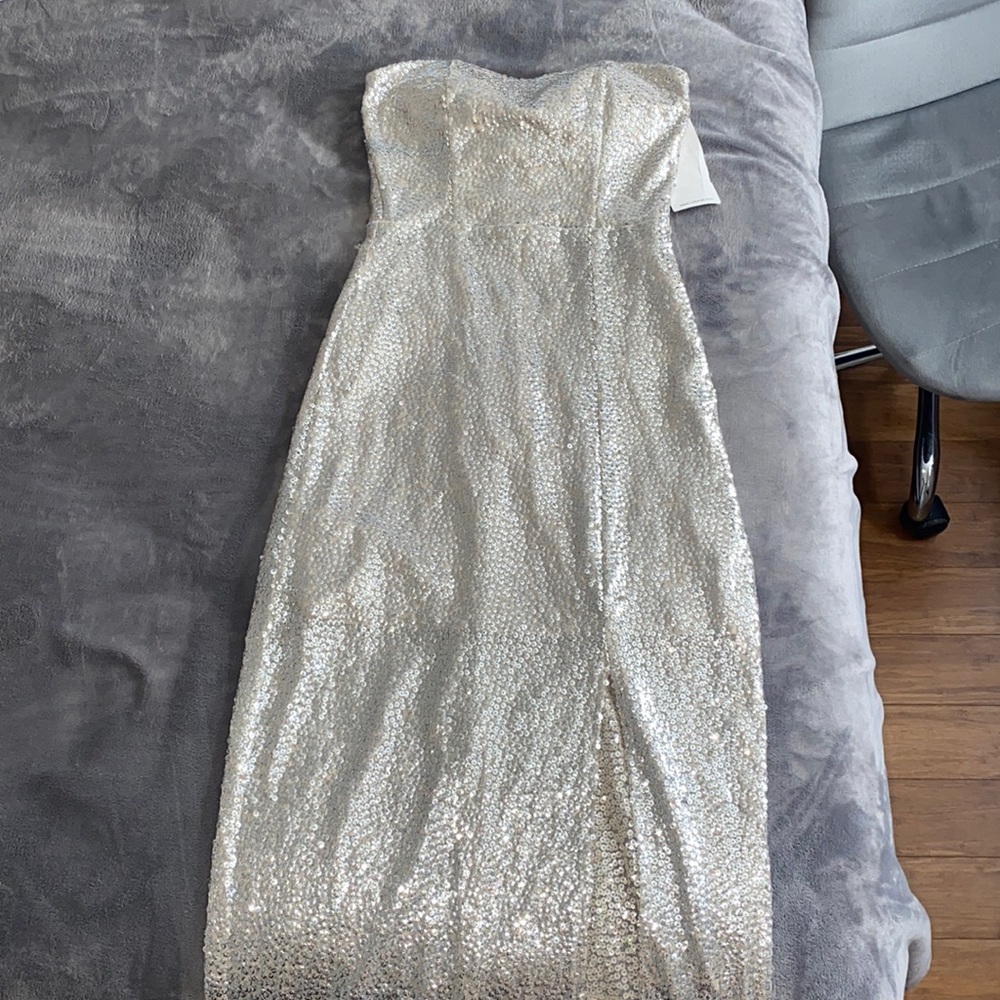 GOLD SEQUINS PROM DRESS WITH SLIT